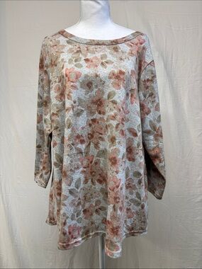 Rose & Olive Floral Long Sleeve Sweater in Dusty Rose and Olive
